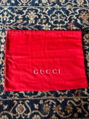 Gucci Red Drawstring Logo Dust Bag 100% Polyester